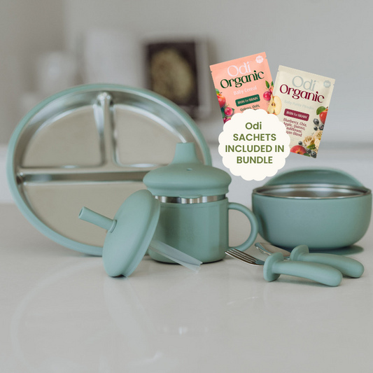 The Complete Baby Stainless Steel Dinnerware Bundle with Odi